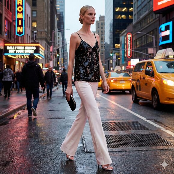 Sequin Black Cami Top Zarina Collection - Picture 4 of 13